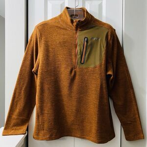 Eddie Bauer Hunter Men's Fleece 1/4 Zip Pullover Sweater Long Sleeve Brown Large